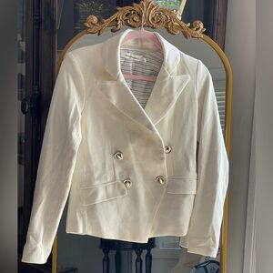 Anthropologie x bishop + young Fontaine Double-Breasted Knit Blazer in Ivory